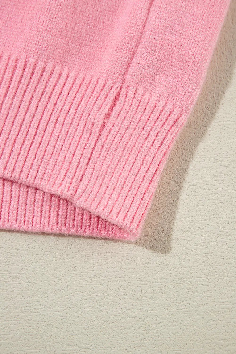 1 the Woman Peach Blossom Bloom Notched Neck Knit Sweater - Sweaters Peach Blossom Flower Detail Knitted Notched Neck Sweater