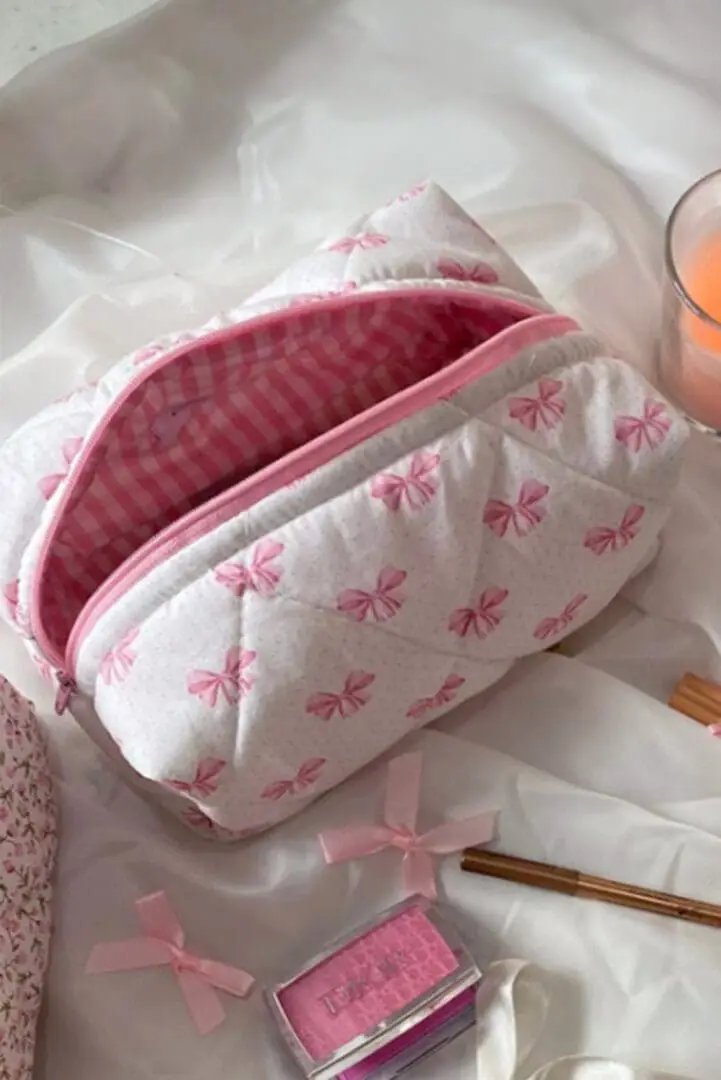 Grateful Threads Boutique Pink Bow Makeup Bag - Makeup Bags