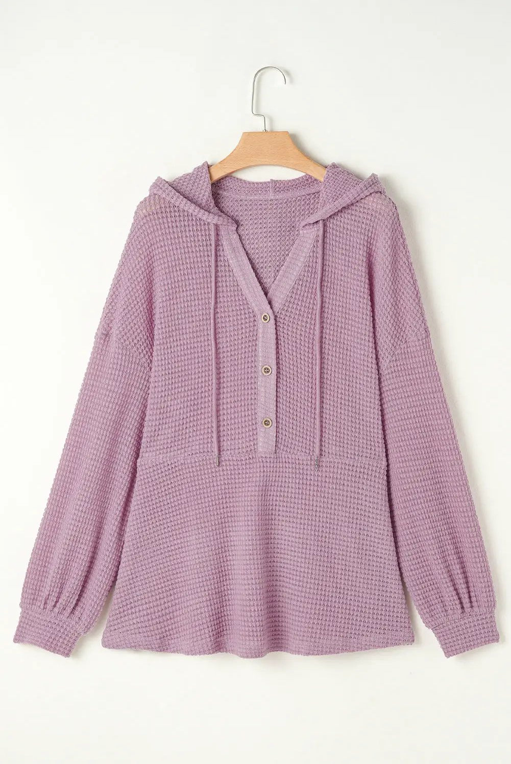 Grateful Threads Boutique Plus Size Lavender Hooded Waffle Knit Top - Shirts