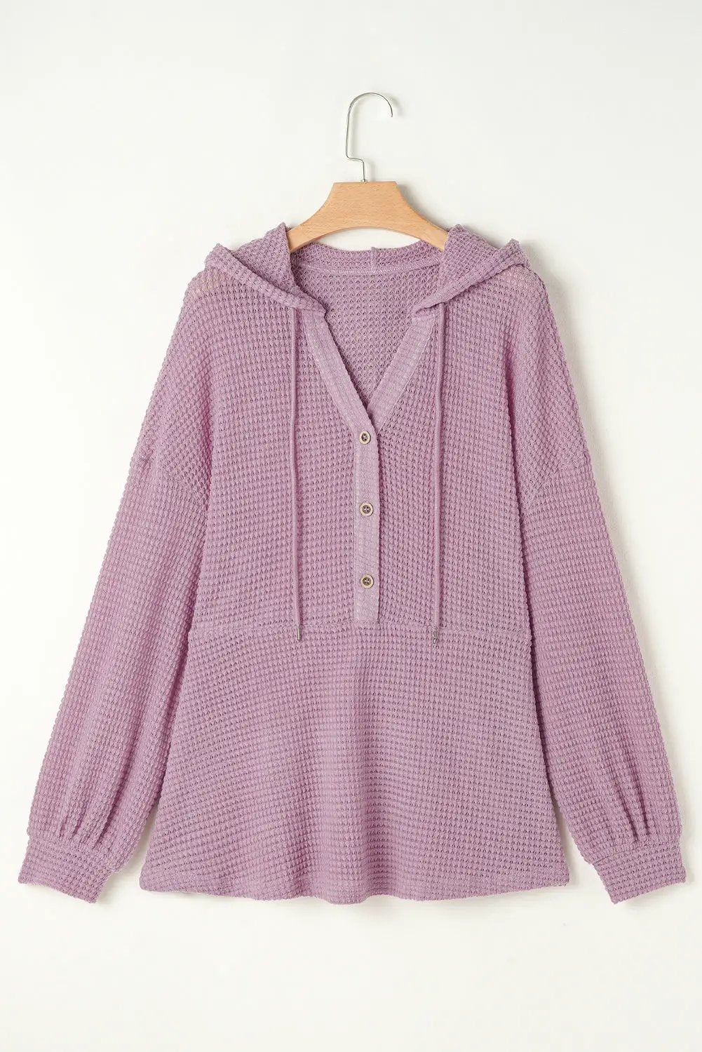 Grateful Threads Boutique Plus Size Lavender Hooded Waffle Knit Top - Shirts