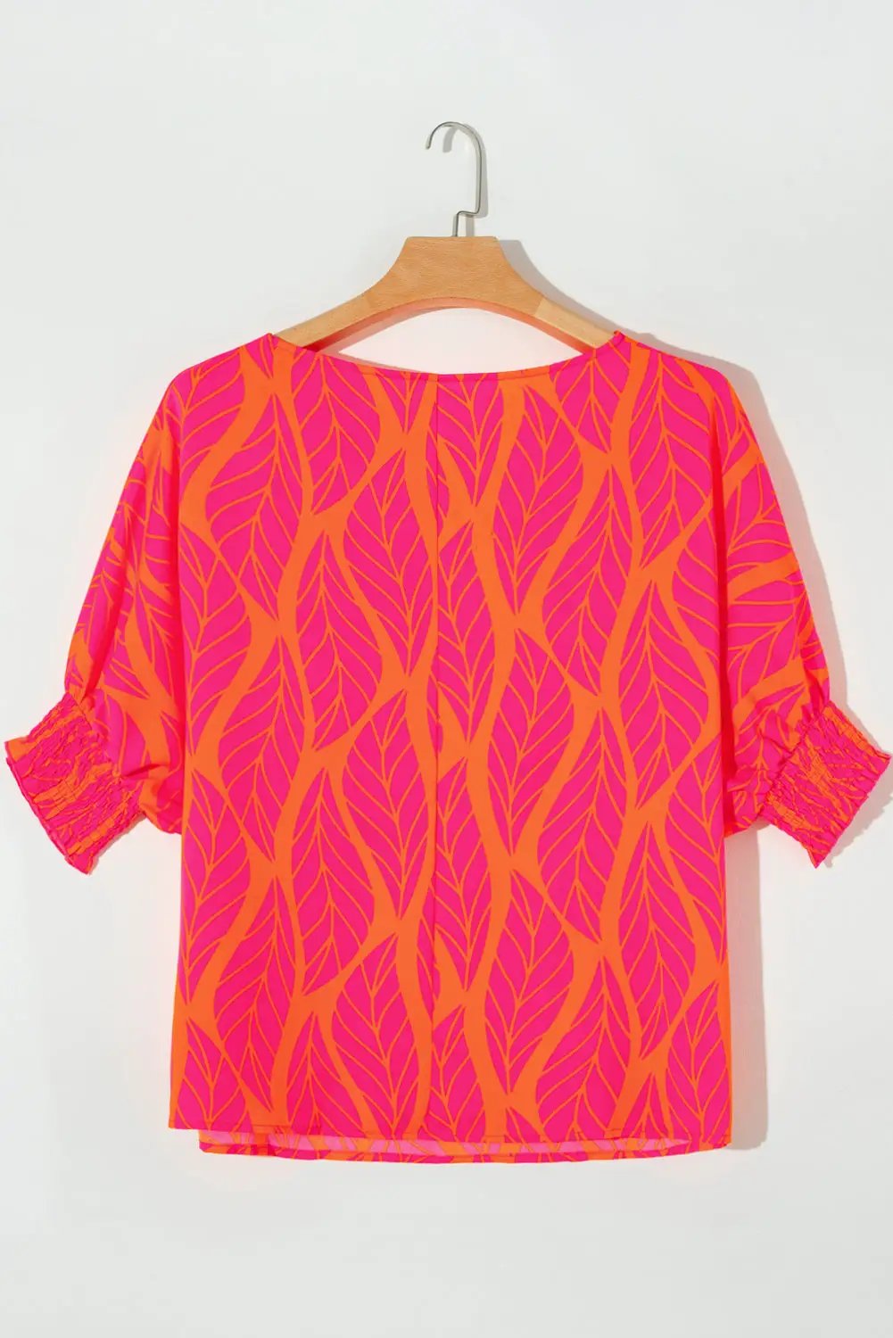 Grateful Threads Boutique Rose Leafy Printed Smocked Lantern Sleeve Plus Size Blouse - Blouses Rose Leafy Printed Smocked Lantern Sleeve Plus Size Blouse
