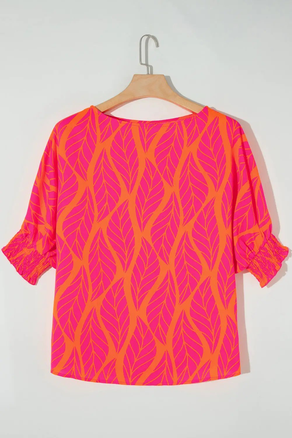 Grateful Threads Boutique Rose Leafy Printed Smocked Lantern Sleeve Plus Size Blouse - Blouses Rose Leafy Printed Smocked Lantern Sleeve Plus Size Blouse