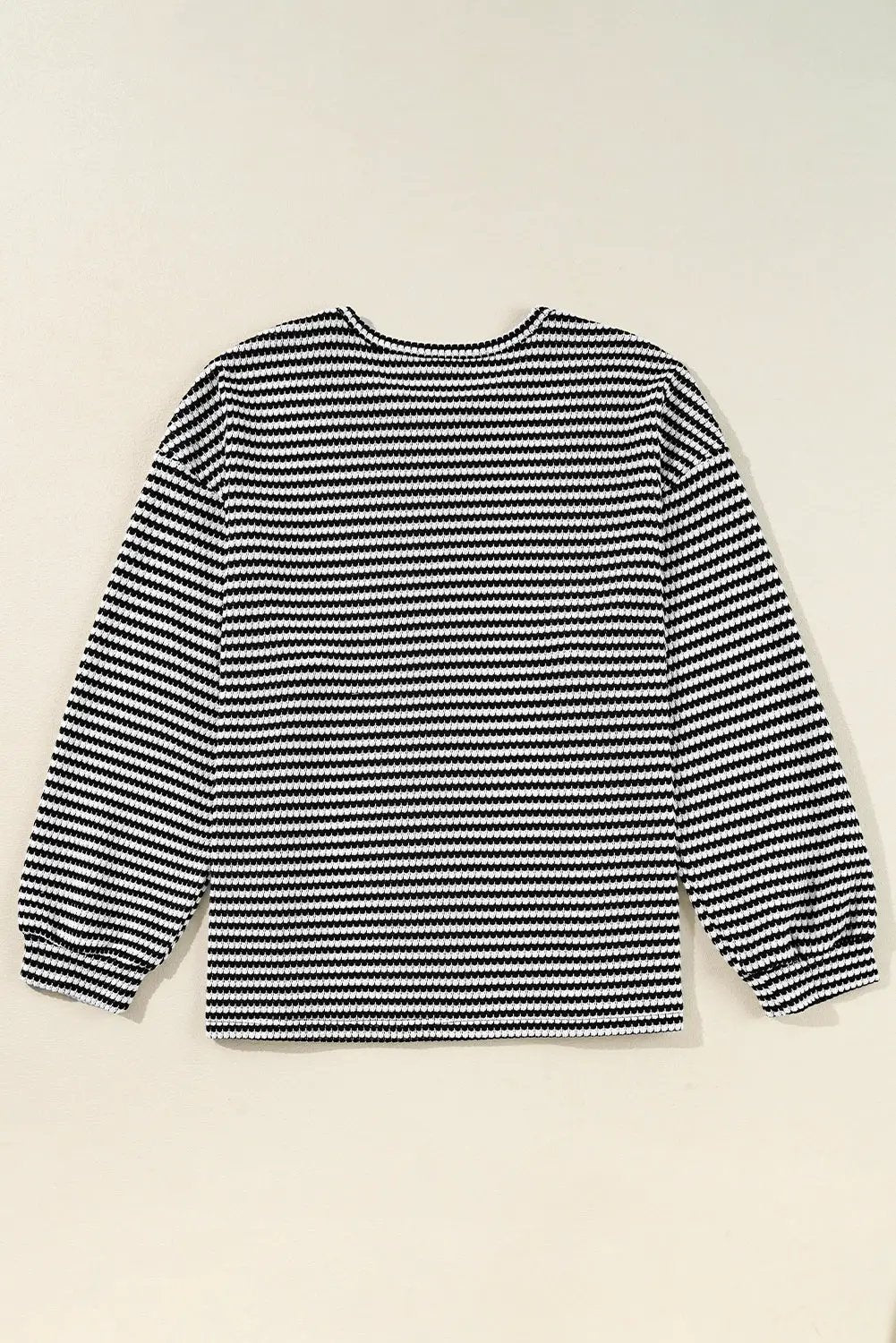 Grateful Threads Boutique Plus Size Black Stripe Puff Shoulder Top - Shirts