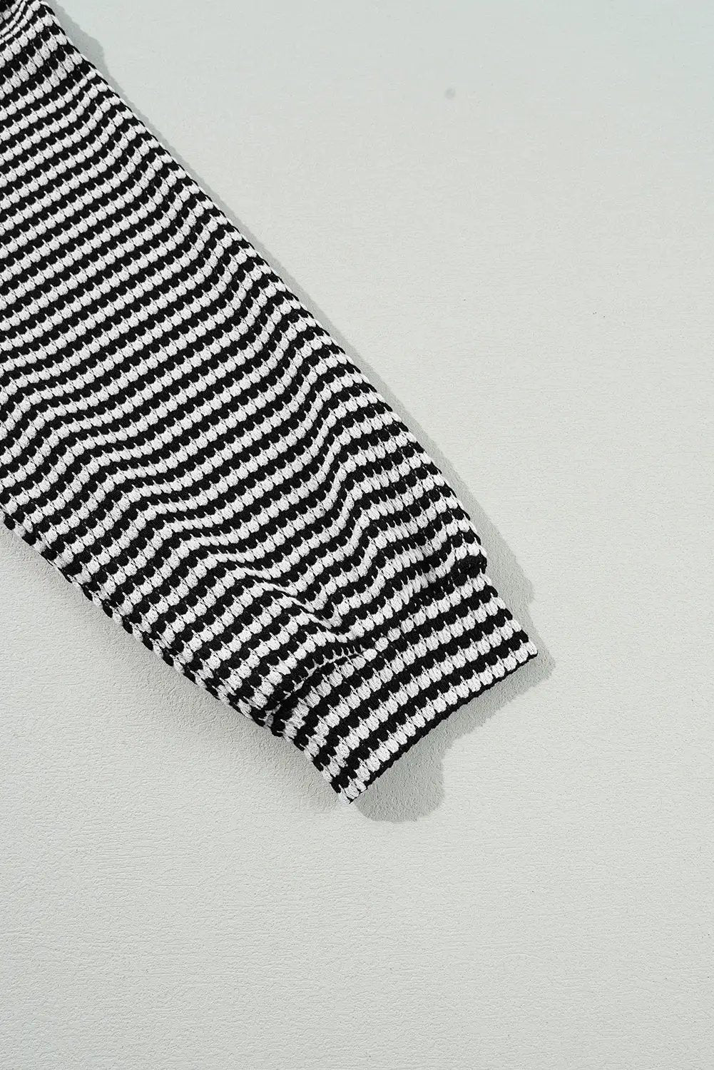 Grateful Threads Boutique Plus Size Black Stripe Puff Shoulder Top - Shirts