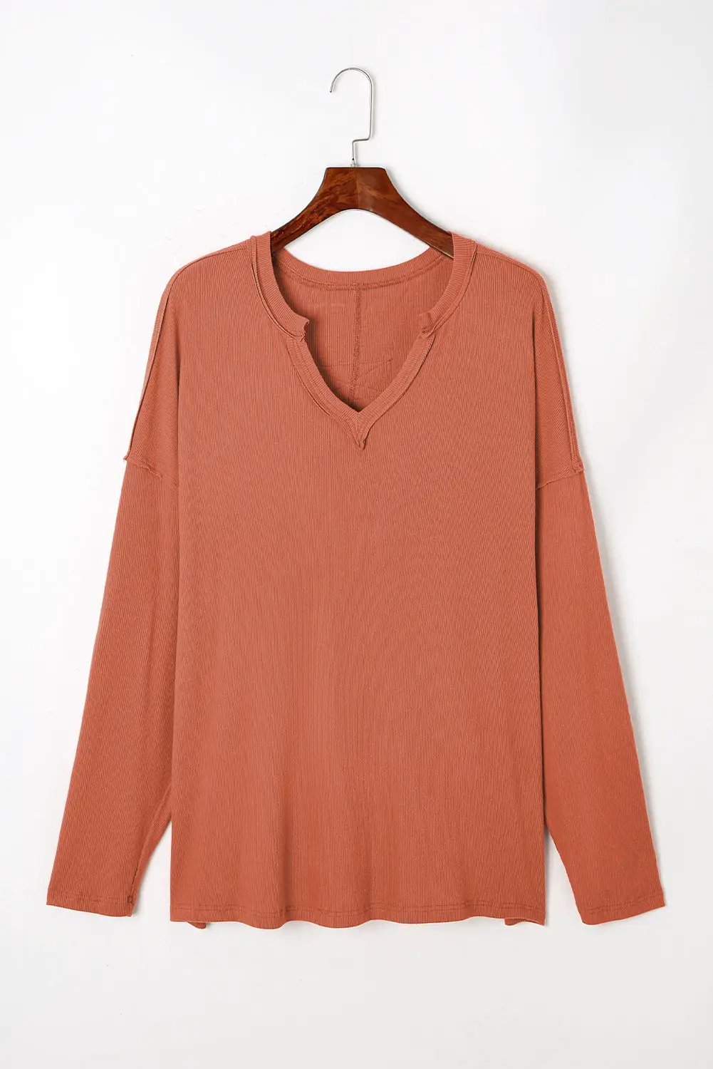 Grateful Threads Boutique Gold Flame Exposed Seam V Neck Long Sleeve Top PLUS - Blouses