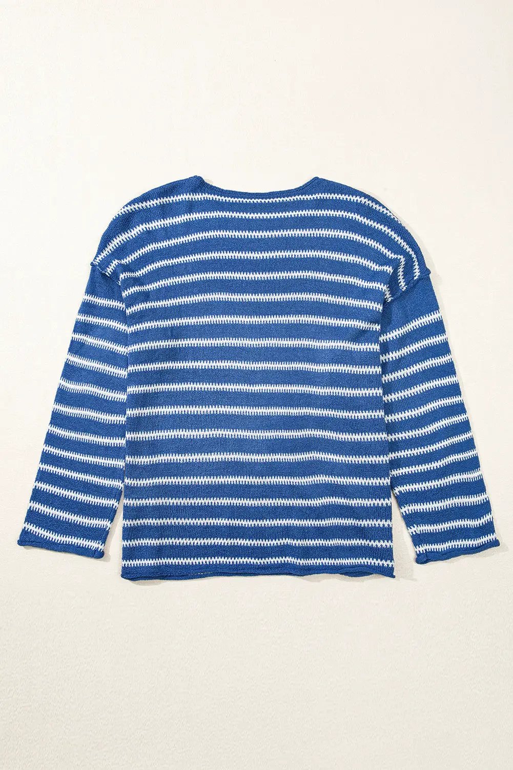 Grateful Threads Boutique Plus Size Blue Striped Drop Shoulder Sweater - Sweaters Sky Blue Stripe Drop Shoulder Casual Sweater