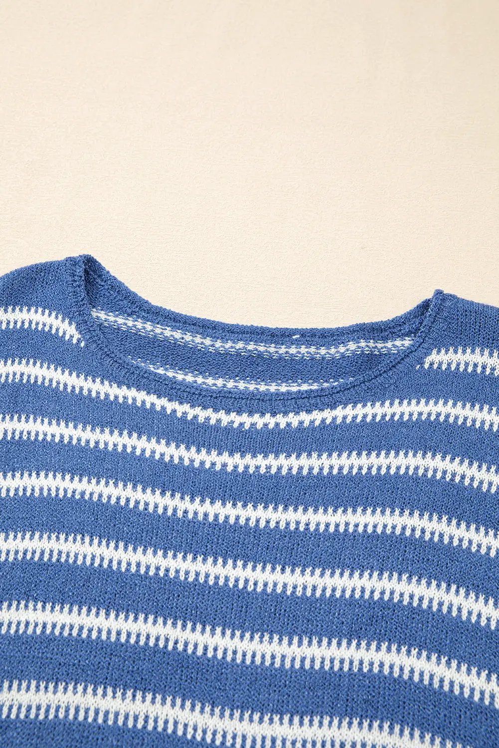 Grateful Threads Boutique Plus Size Blue Striped Drop Shoulder Sweater - Sweaters Sky Blue Stripe Drop Shoulder Casual Sweater