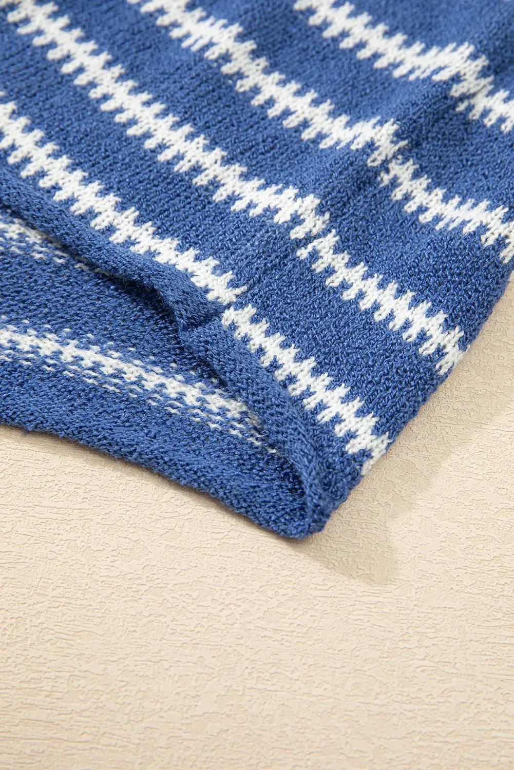 Grateful Threads Boutique Plus Size Blue Striped Drop Shoulder Sweater - Sweaters Sky Blue Stripe Drop Shoulder Casual Sweater