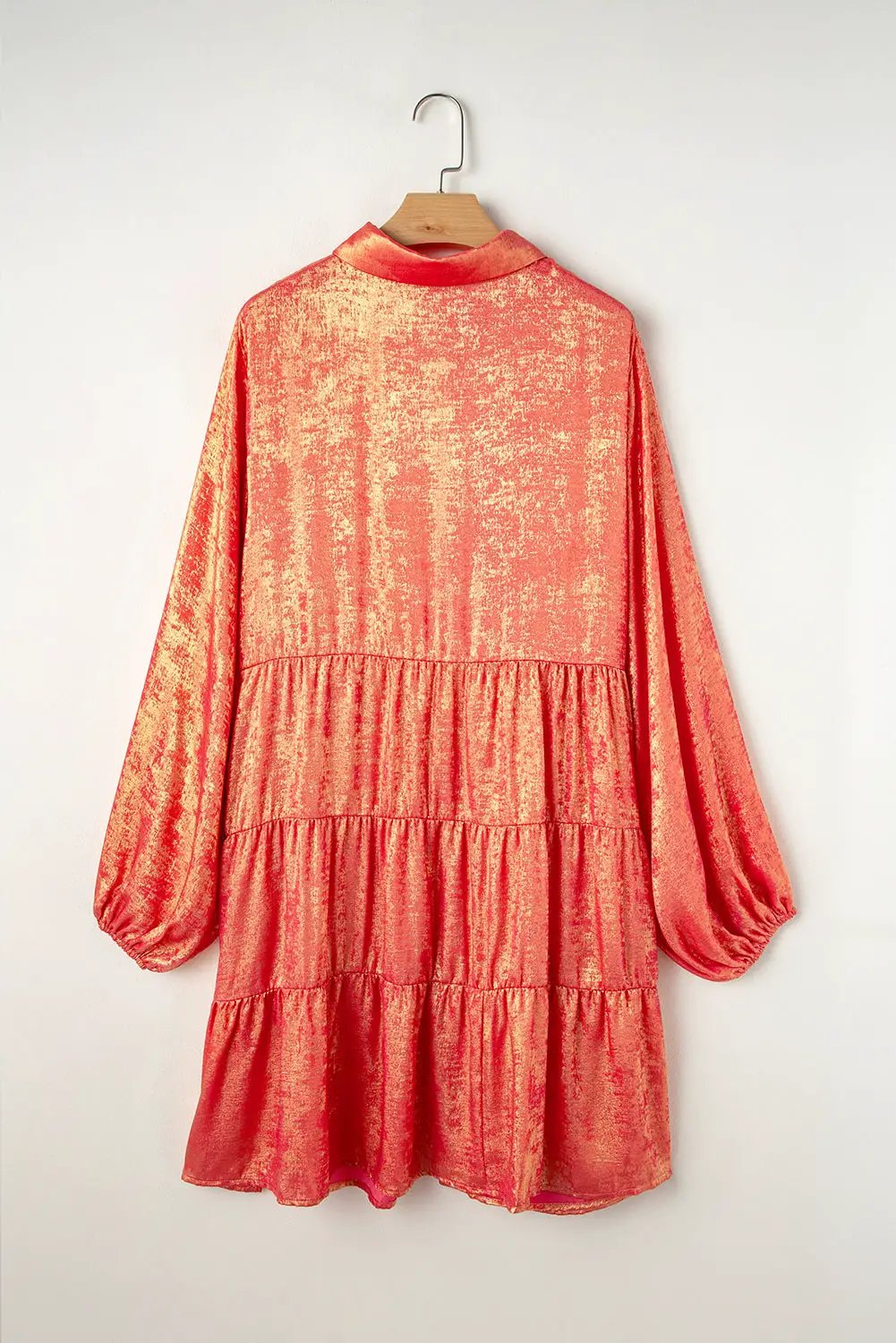 Grateful Threads Boutique Peach Blossom Metallic Balloon Sleeve Mini Dress PLUS - Dresses