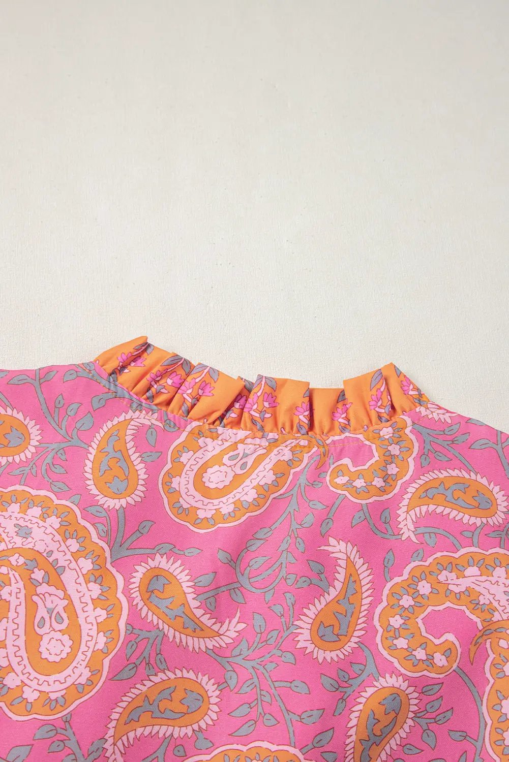 Grateful Threads Boutique Pink Boho Paisley Floral Mixed Patchwork Tassel Tie Plus Size Midi Dress - Dresses Pink Boho Paisley Floral Mixed Patchwork Tassel Tie Plus Size Midi Dress