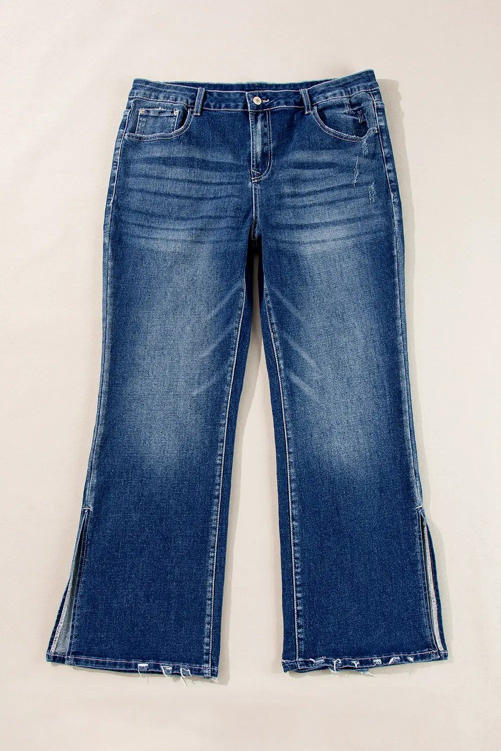 Grateful Threads Boutique Dirty Blue Plus Size High Waist Side Slits Flare Jeans - Jeans