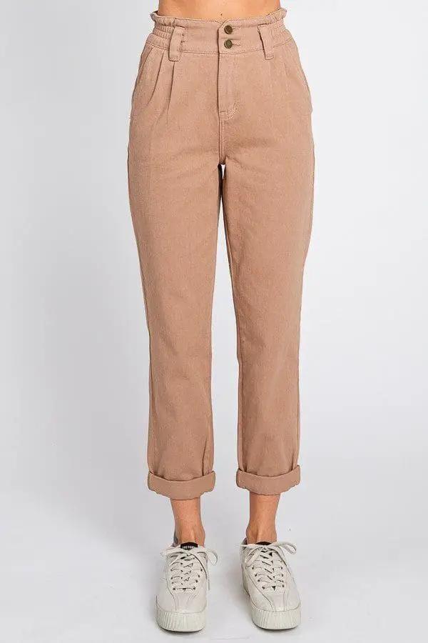 Petra 153 Petra153 High Rise Paper Bag Mom Jeans with Elastic Band - Pants