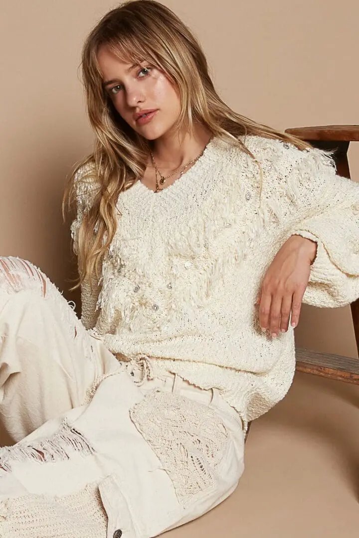 POL POL Pearl Stud Sweater - Sweaters