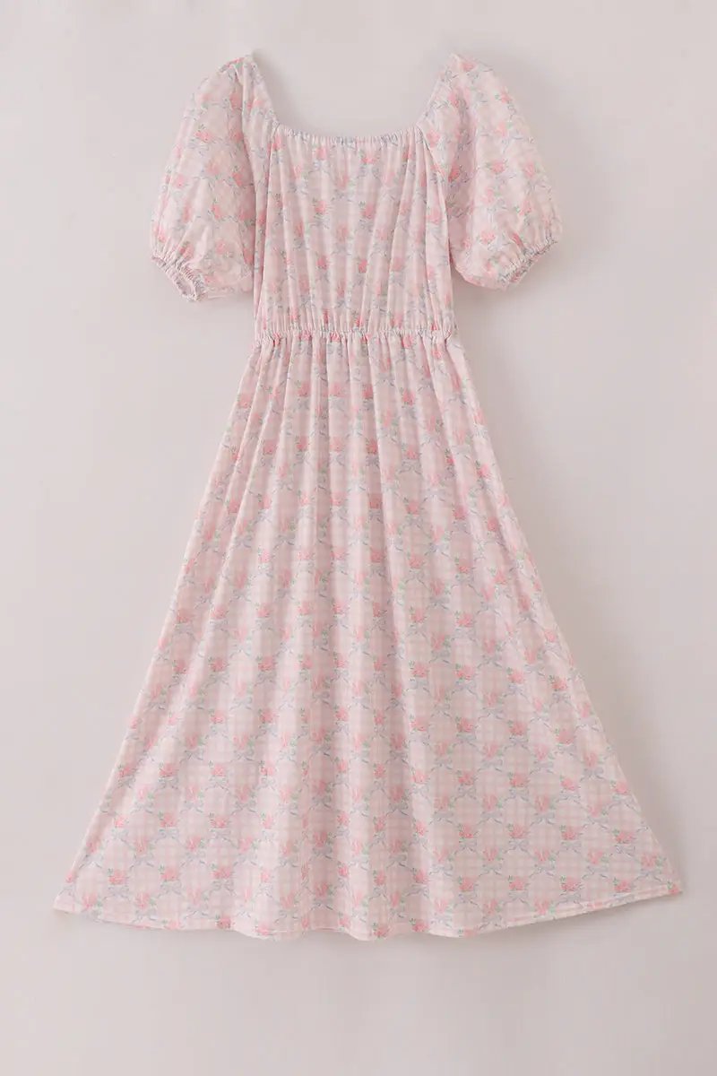 Honeydew Pink Floral Print Ruffle Mommy & Me Dress - MOMMY - Dresses
