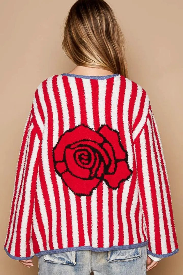 POL POL Rose Back Striped Cardigan - Cardigans