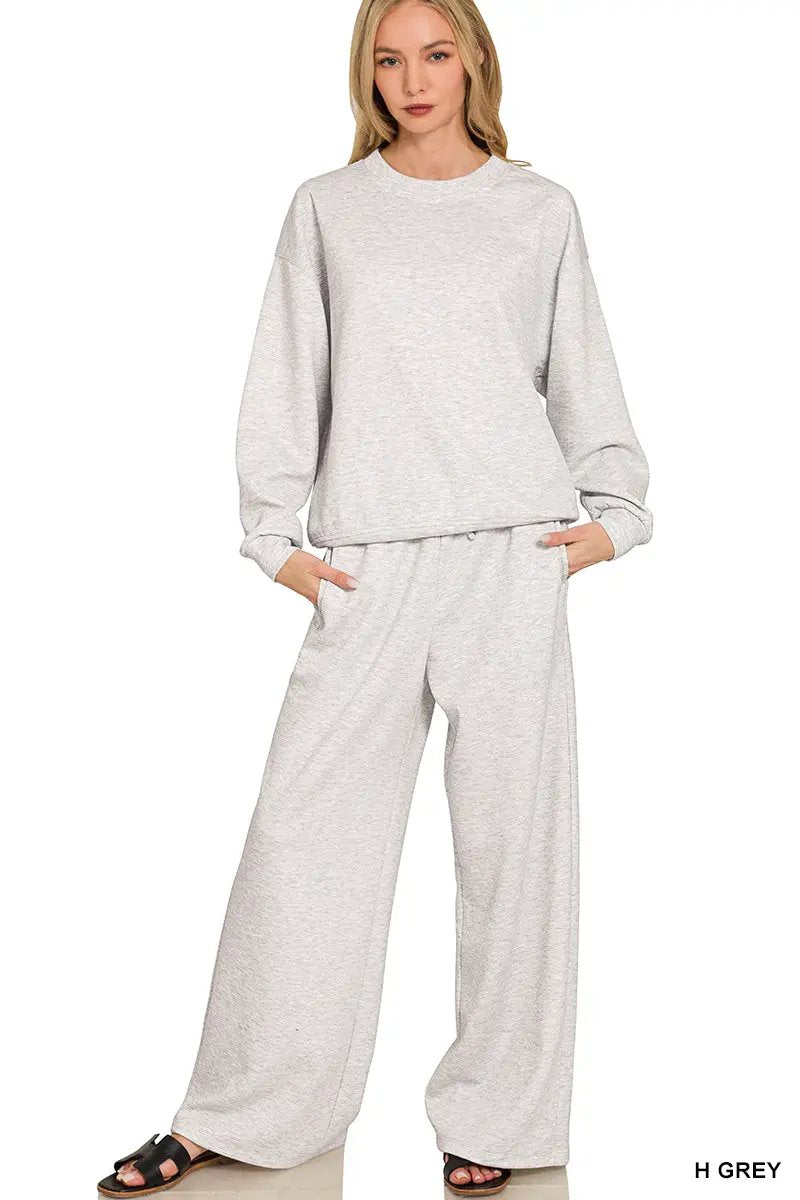 Grateful Threads Boutique Zenana Scuba Crewneck Pullover & Pants 2 Pieces Set - Outfit Sets Zenana Scuba Crewneck Pullover & Pants 2 Pieces Set