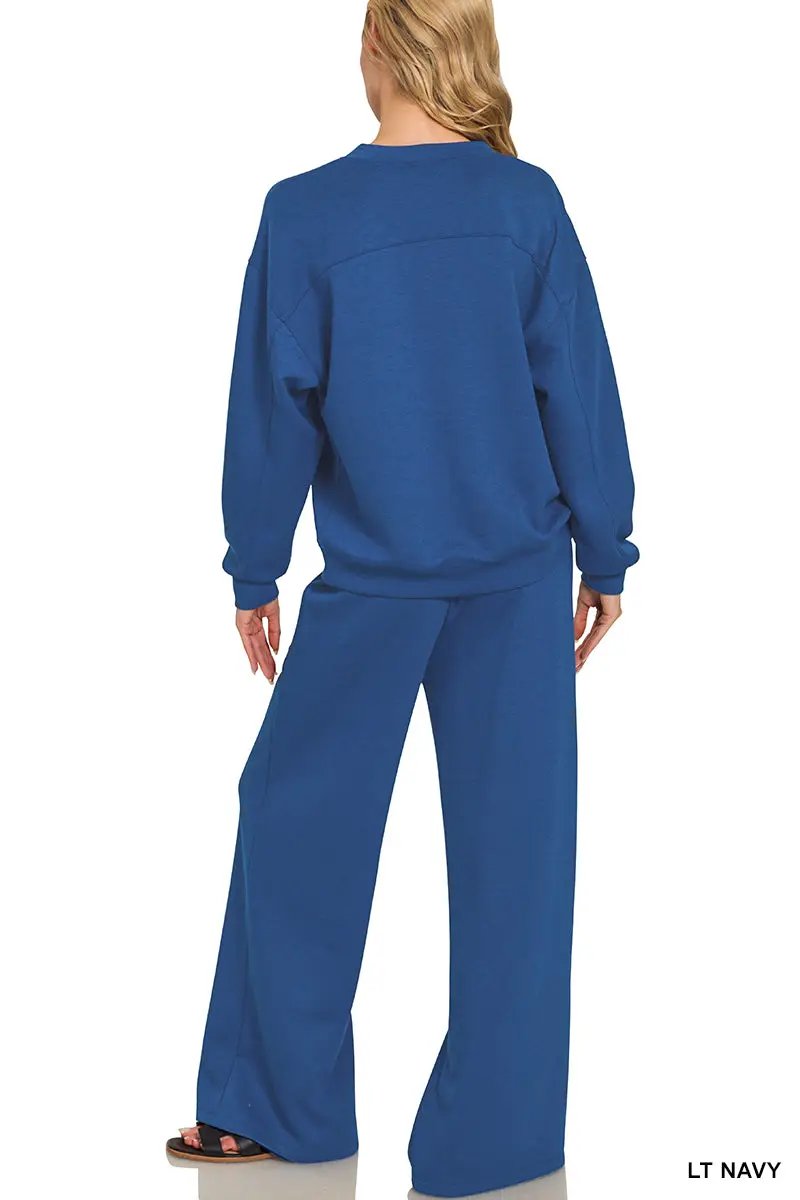 Grateful Threads Boutique Zenana Scuba Crewneck Pullover & Pants 2 Pieces Set - Outfit Sets Zenana Scuba Crewneck Pullover & Pants 2 Pieces Set