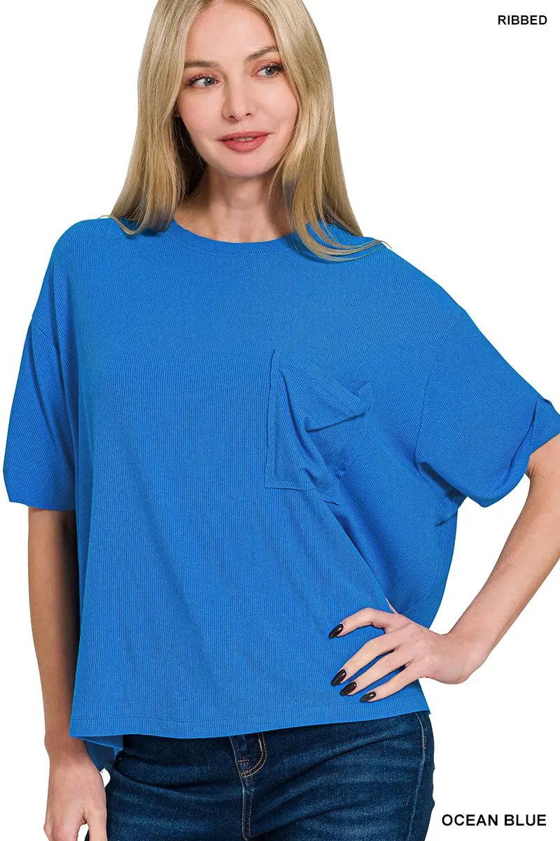 Zenana Zenana Oversized Ribbed Round Neck Short Sleeve Tee - T-Shirts Zenana Oversized Ribbed Round Neck Short Sleeve Tee