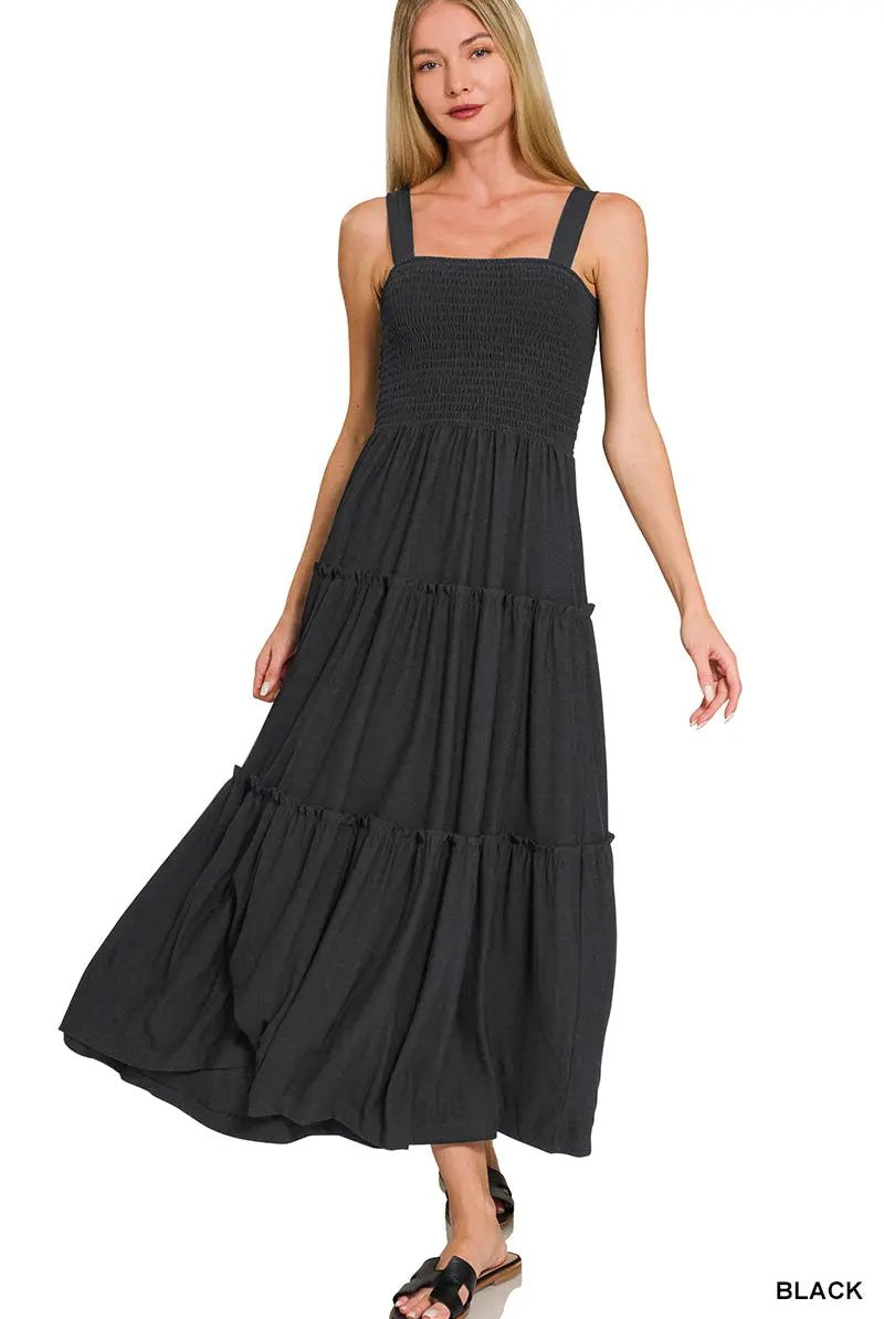 Zenana Zenana Smocked Tiered Midi Dress - Dresses