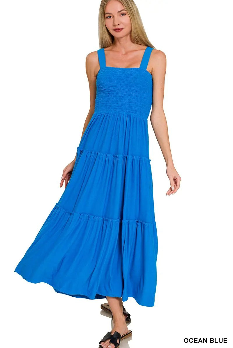 Zenana Zenana Smocked Tiered Midi Dress - Dresses