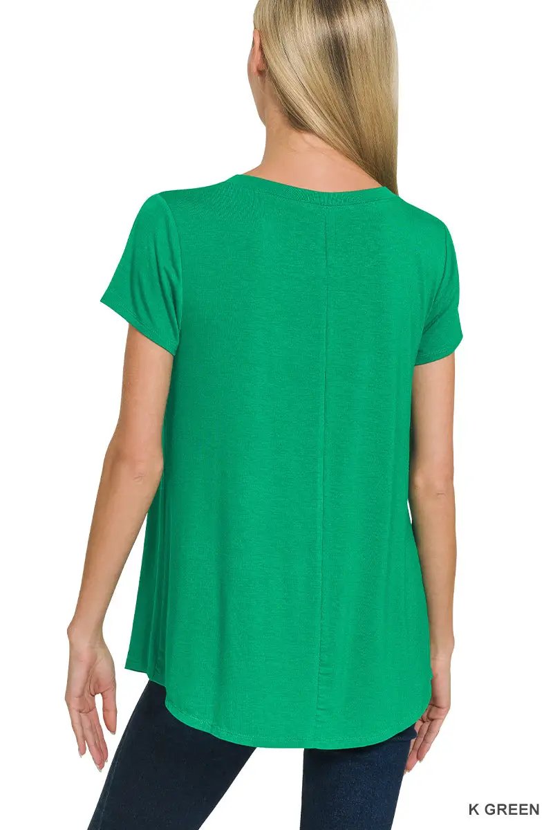 Zenana Zenana Flowy Round Hem Rayon Short Sleeve Top - T-Shirts
