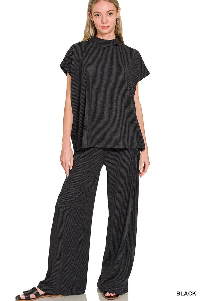 Zenana The Zenana Easy Days Raised Rib Lounge Set - Outfit Sets