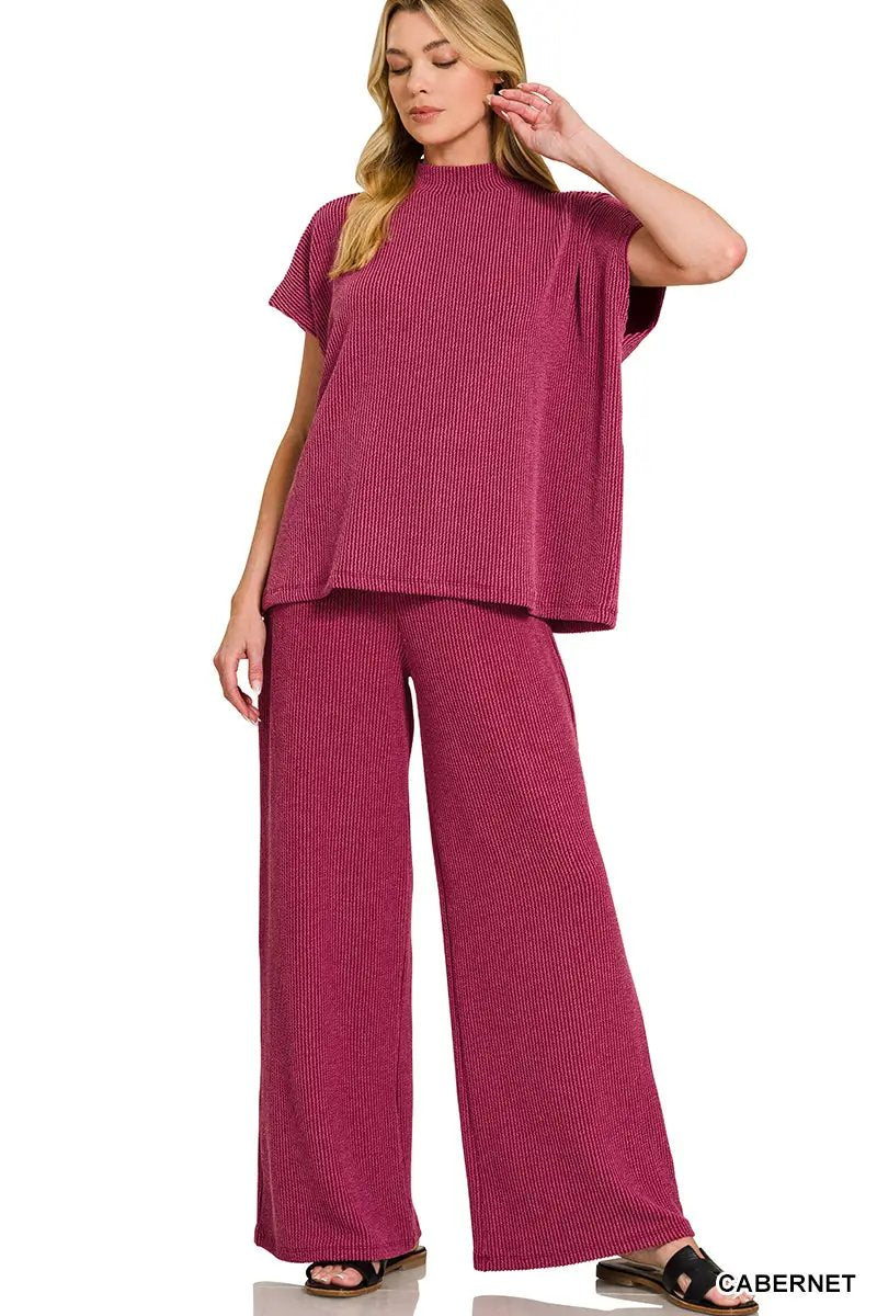 Zenana The Zenana Easy Days Raised Rib Lounge Set - Outfit Sets