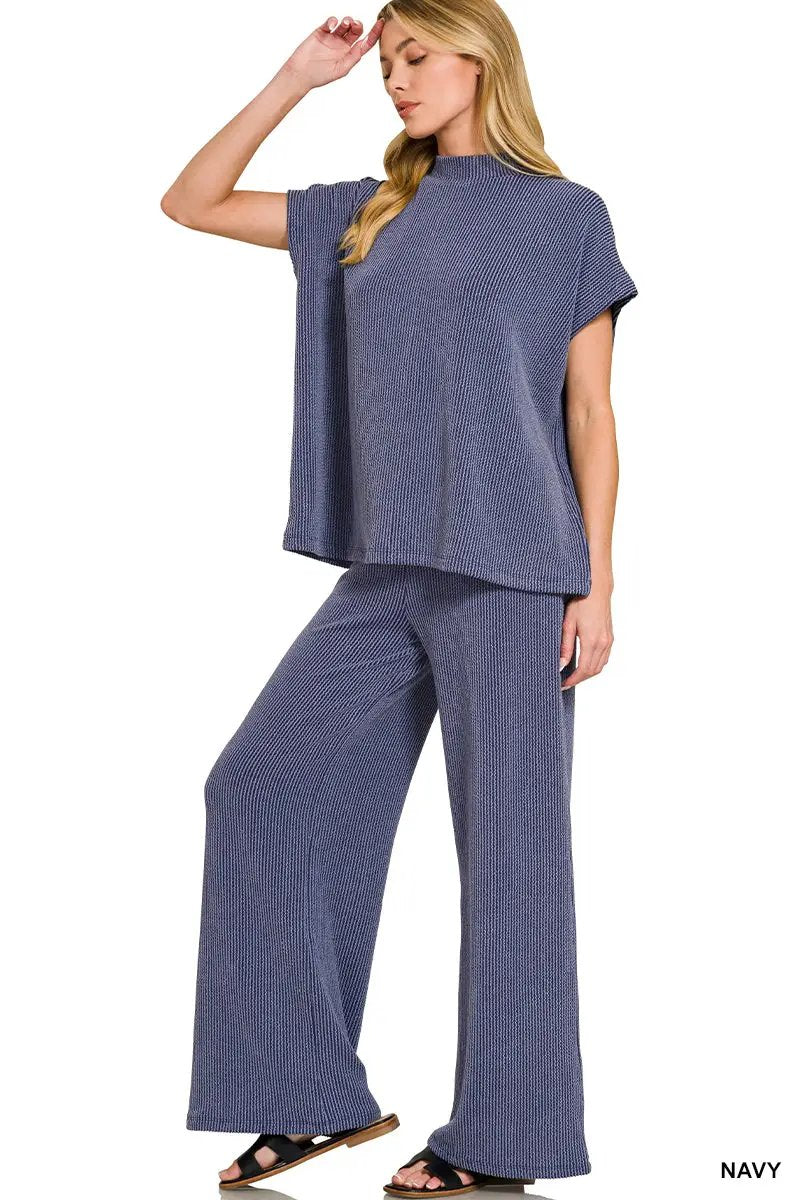 Zenana The Zenana Easy Days Raised Rib Lounge Set - Outfit Sets