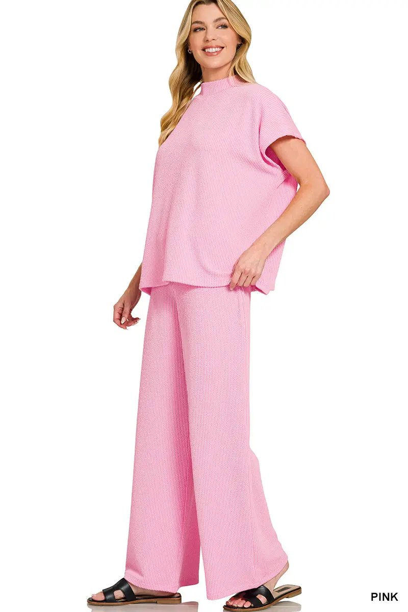 Zenana The Zenana Easy Days Raised Rib Lounge Set - Outfit Sets
