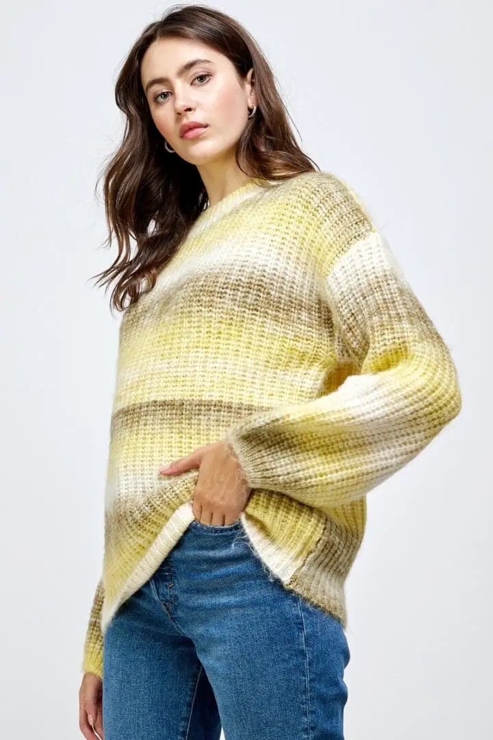 Sewn + Seen Stripe Print Sweater - Sweaters