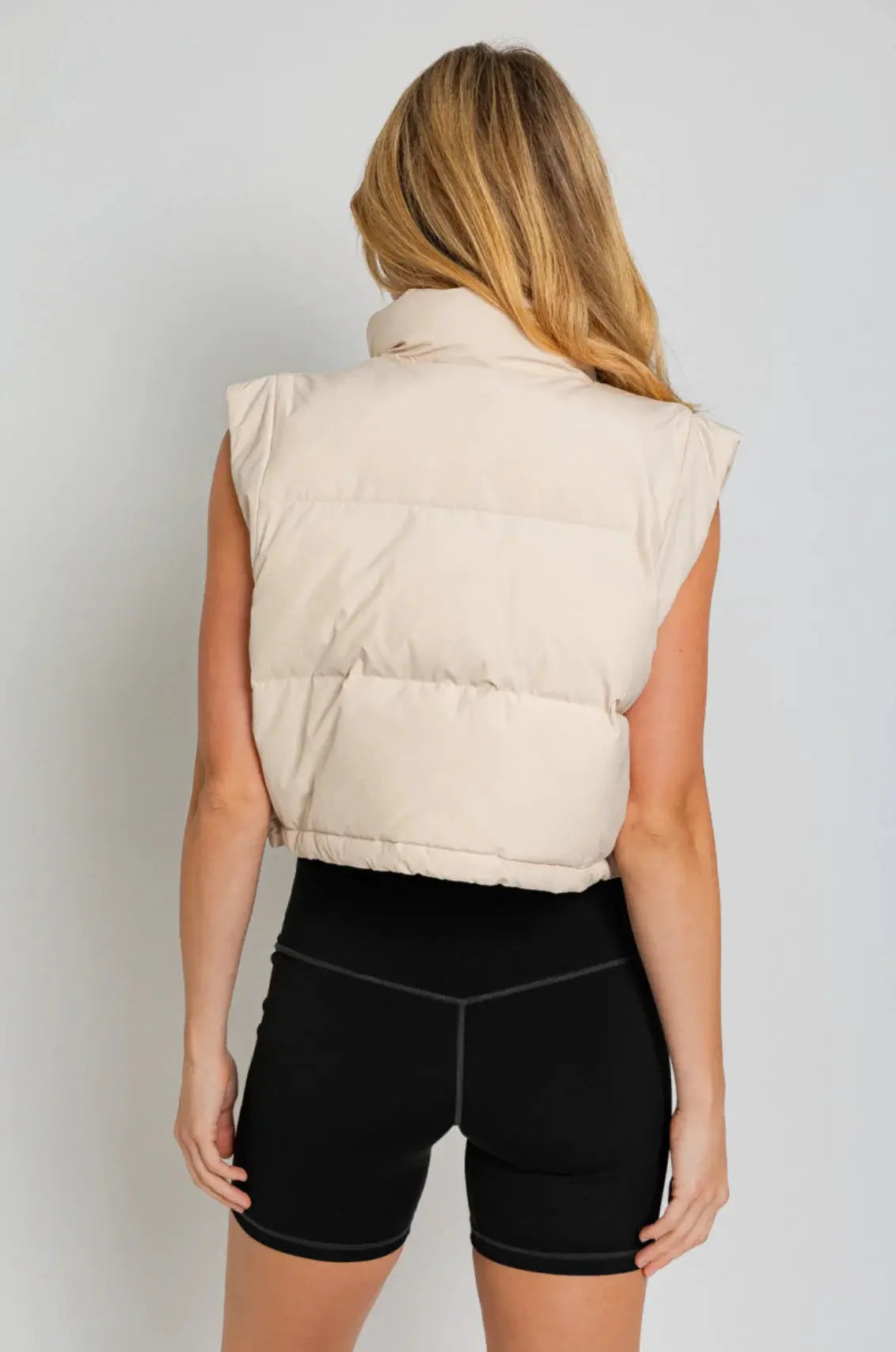 Le Lis LE LIS Cropped Padded Vest – Trendy High Neck Sleeveless Layer - Vests