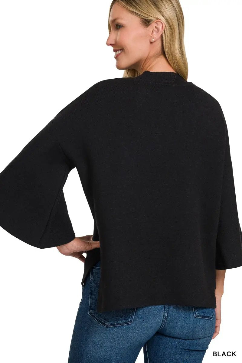 Zenana Viscose Bell Sleeve Sweater - Sweaters Viscose Bell Sleeve Sweater