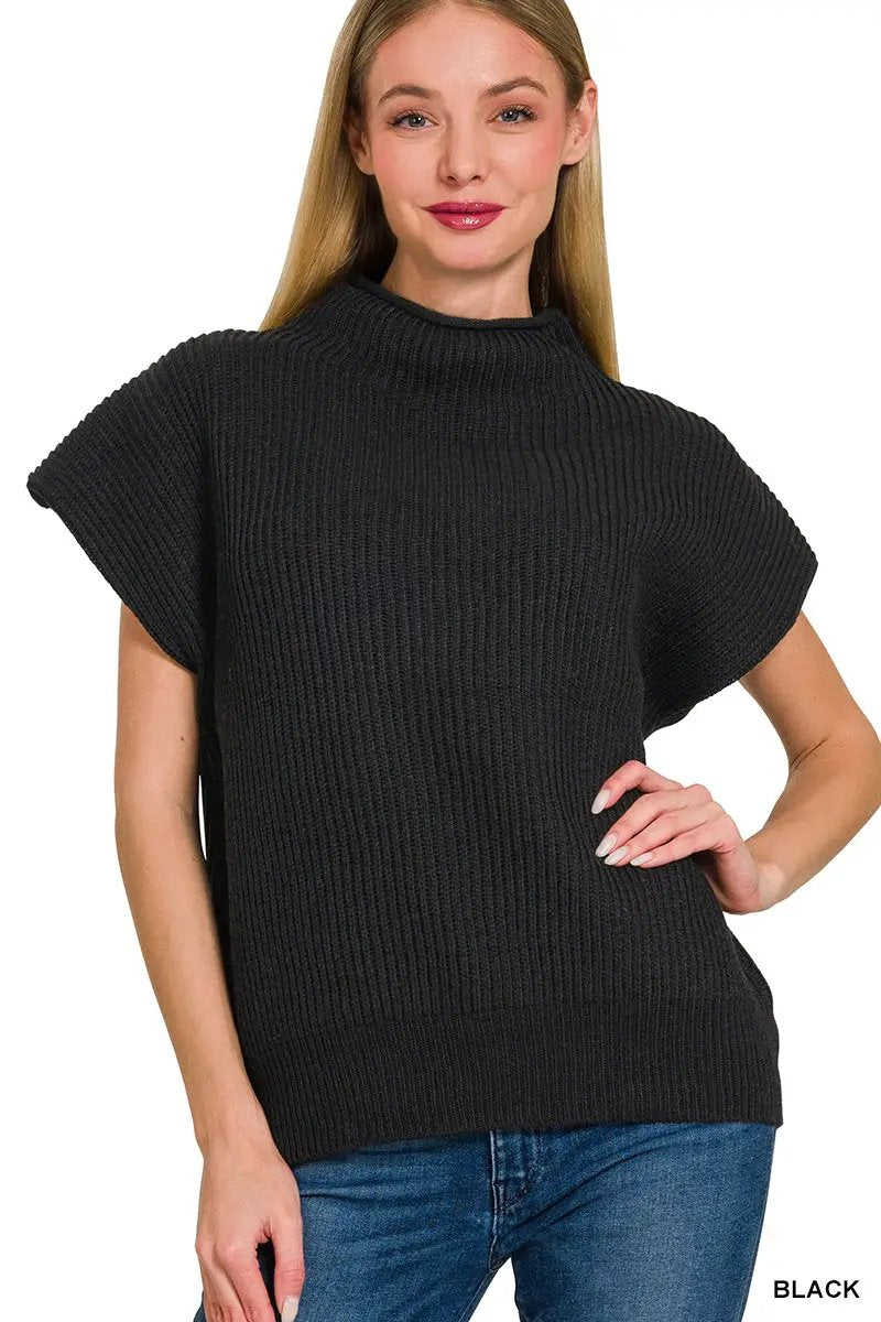 Zenana Zenana Power Shoulder Mock Neck Sweater - Sweaters Zenana Power Shoulder Mock Neck Sweater
