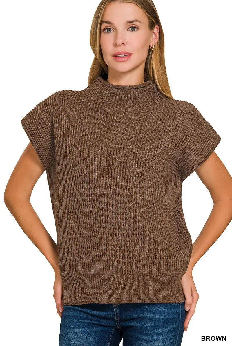 Zenana Zenana Power Shoulder Mock Neck Sweater - Sweaters Zenana Power Shoulder Mock Neck Sweater