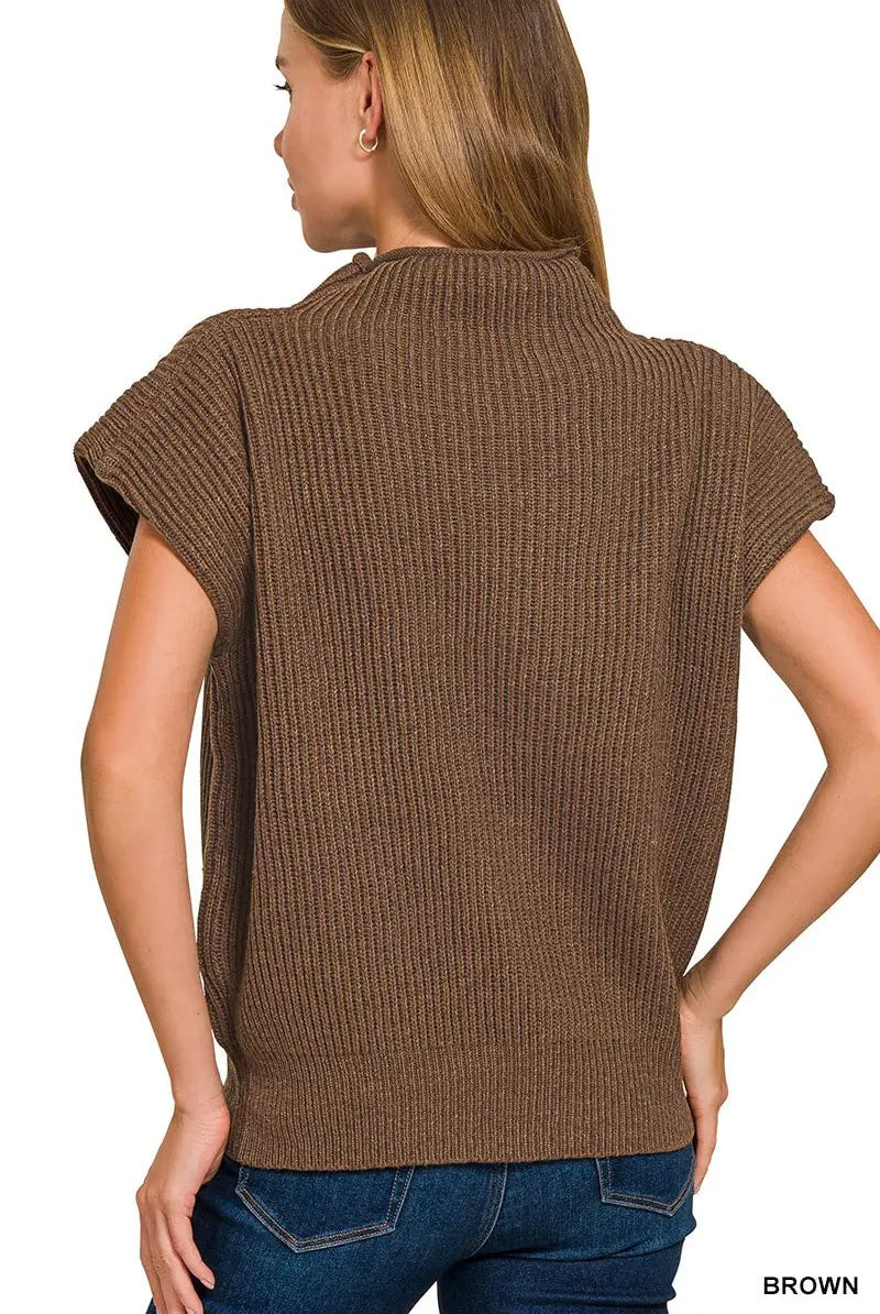 Zenana Zenana Power Shoulder Mock Neck Sweater - Sweaters Zenana Power Shoulder Mock Neck Sweater