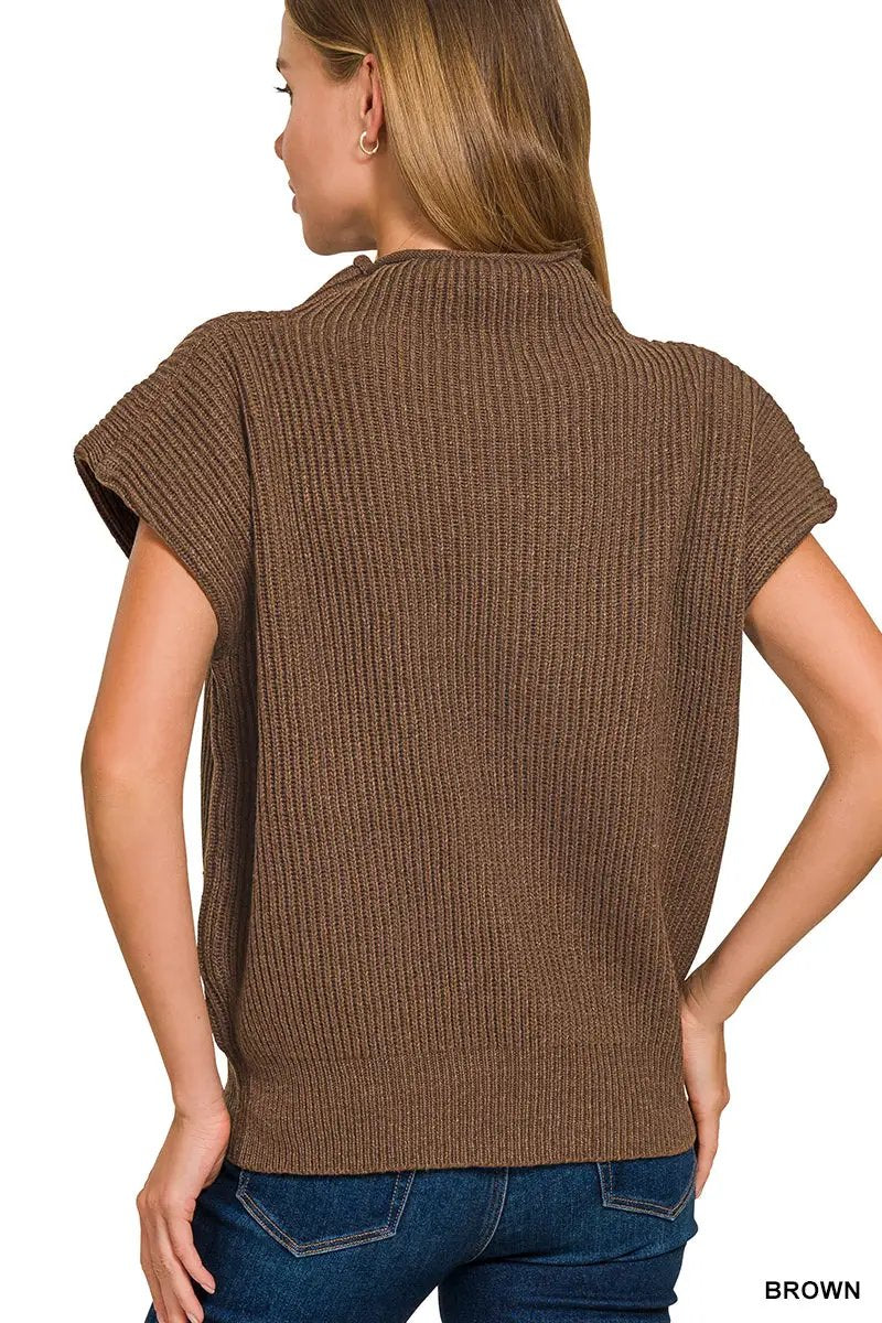 Zenana Zenana Power Shoulder Mock Neck Sweater - Sweaters Zenana Power Shoulder Mock Neck Sweater