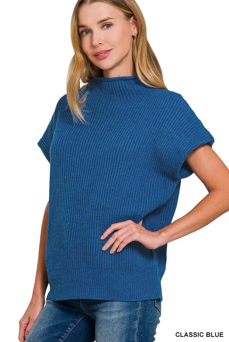 Zenana Zenana Power Shoulder Mock Neck Sweater - Sweaters Zenana Power Shoulder Mock Neck Sweater