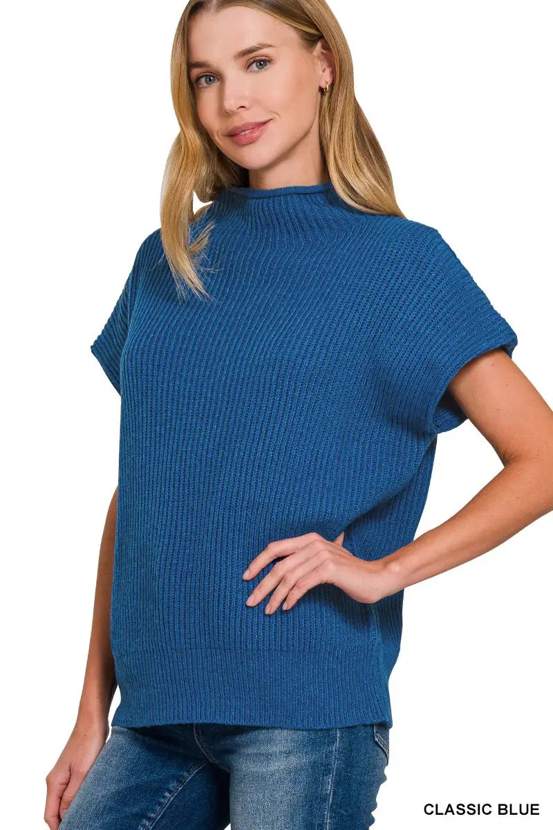 Zenana Zenana Power Shoulder Mock Neck Sweater - Sweaters Zenana Power Shoulder Mock Neck Sweater