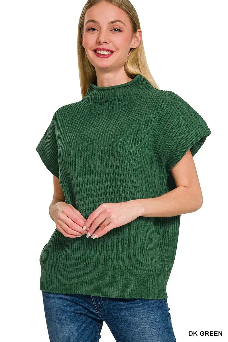 Zenana Zenana Power Shoulder Mock Neck Sweater - Sweaters Zenana Power Shoulder Mock Neck Sweater