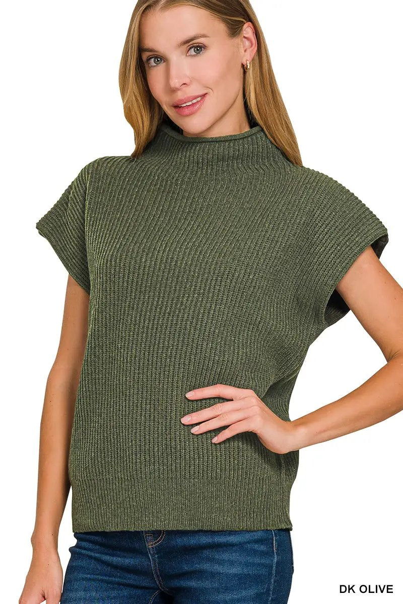 Zenana Zenana Power Shoulder Mock Neck Sweater - Sweaters Zenana Power Shoulder Mock Neck Sweater