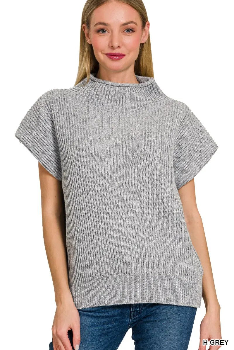 Zenana Zenana Power Shoulder Mock Neck Sweater - Sweaters Zenana Power Shoulder Mock Neck Sweater