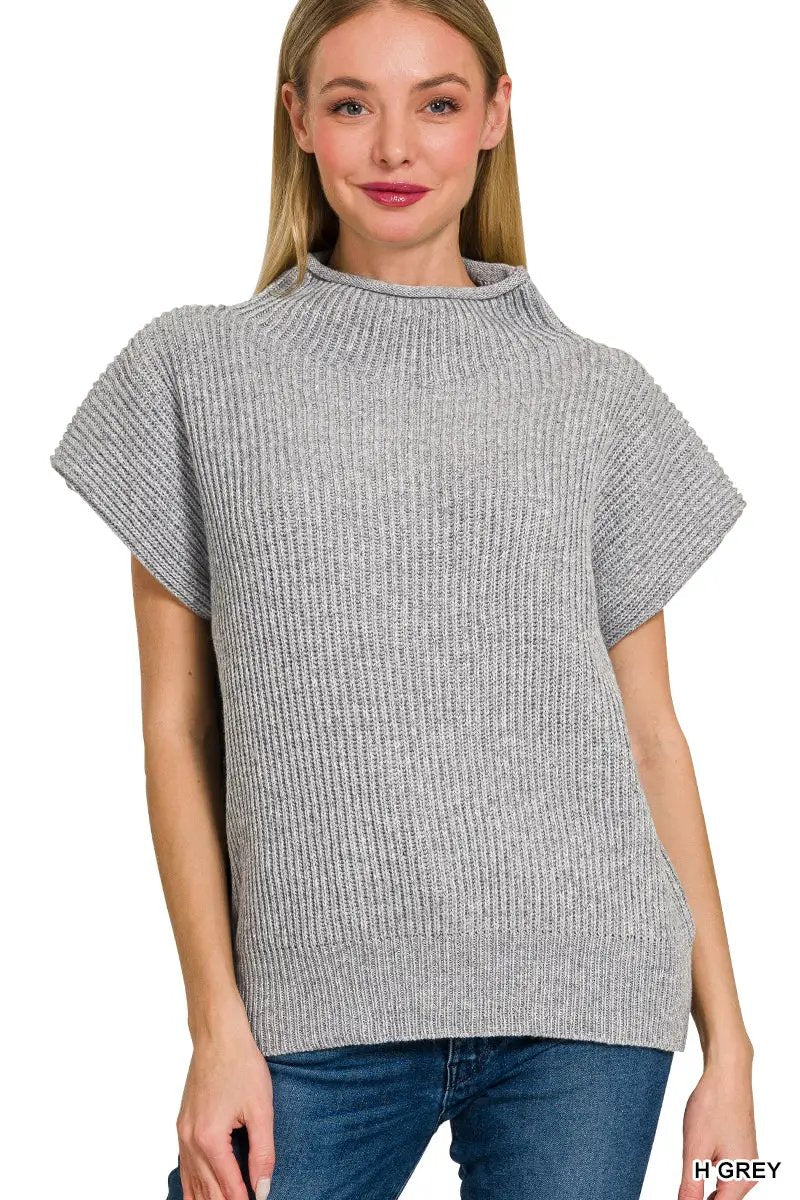 Zenana Zenana Power Shoulder Mock Neck Sweater - Sweaters Zenana Power Shoulder Mock Neck Sweater