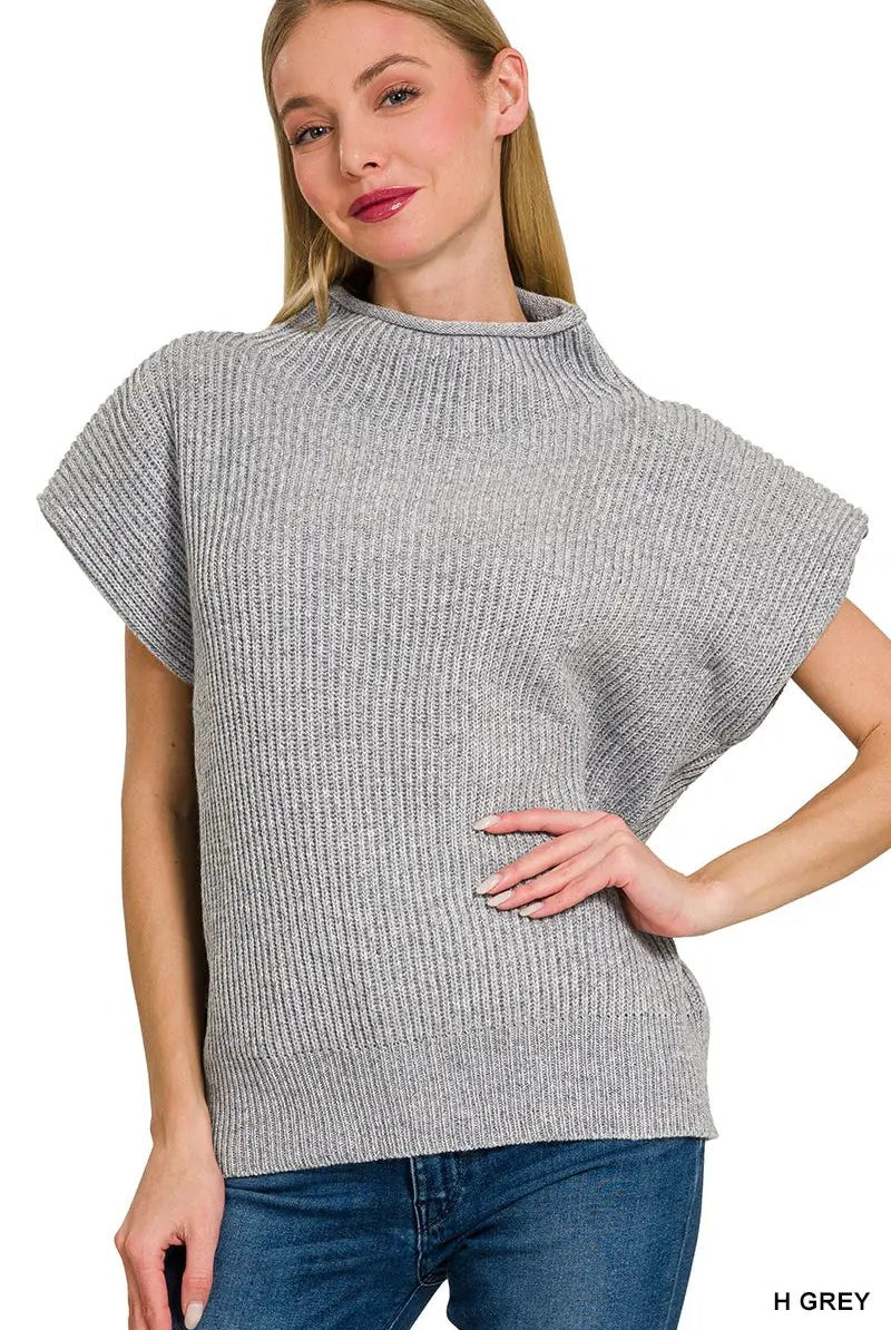 Zenana Zenana Power Shoulder Mock Neck Sweater - Sweaters Zenana Power Shoulder Mock Neck Sweater