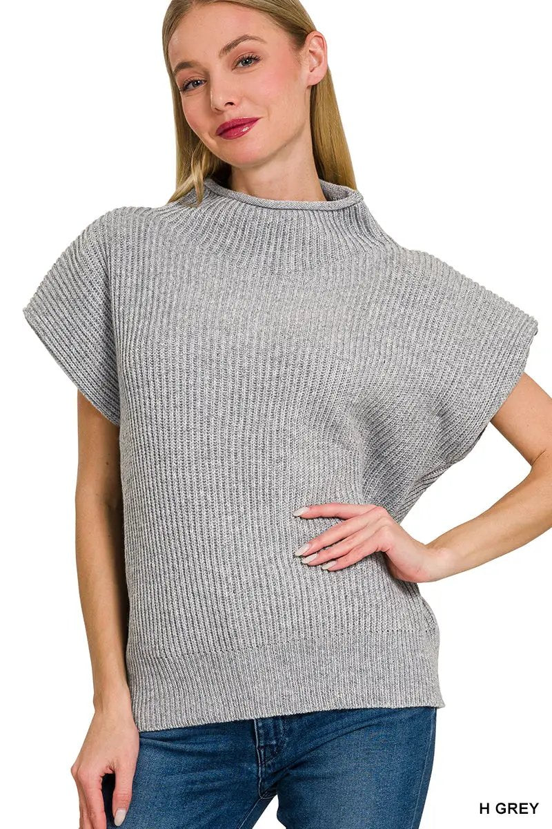Zenana Zenana Power Shoulder Mock Neck Sweater - Sweaters Zenana Power Shoulder Mock Neck Sweater