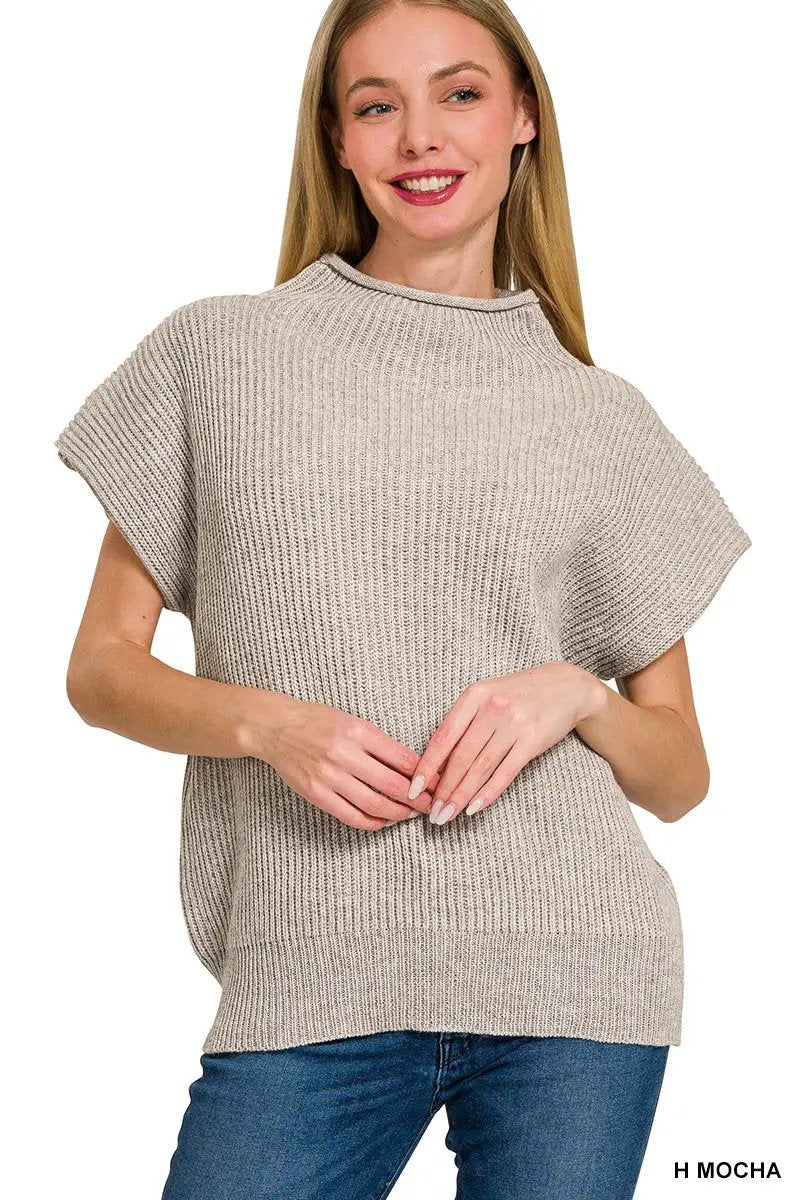 Zenana Zenana Power Shoulder Mock Neck Sweater - Sweaters Zenana Power Shoulder Mock Neck Sweater
