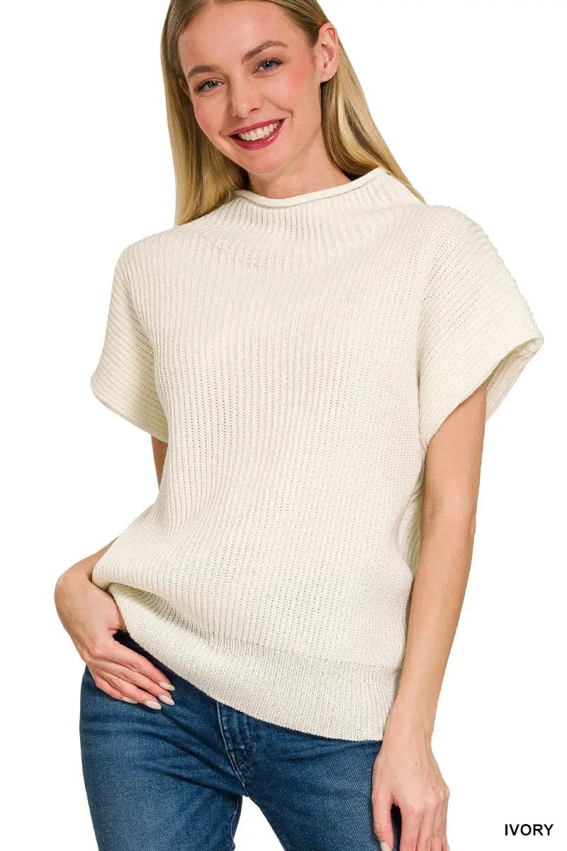 Zenana Zenana Power Shoulder Mock Neck Sweater - Sweaters Zenana Power Shoulder Mock Neck Sweater