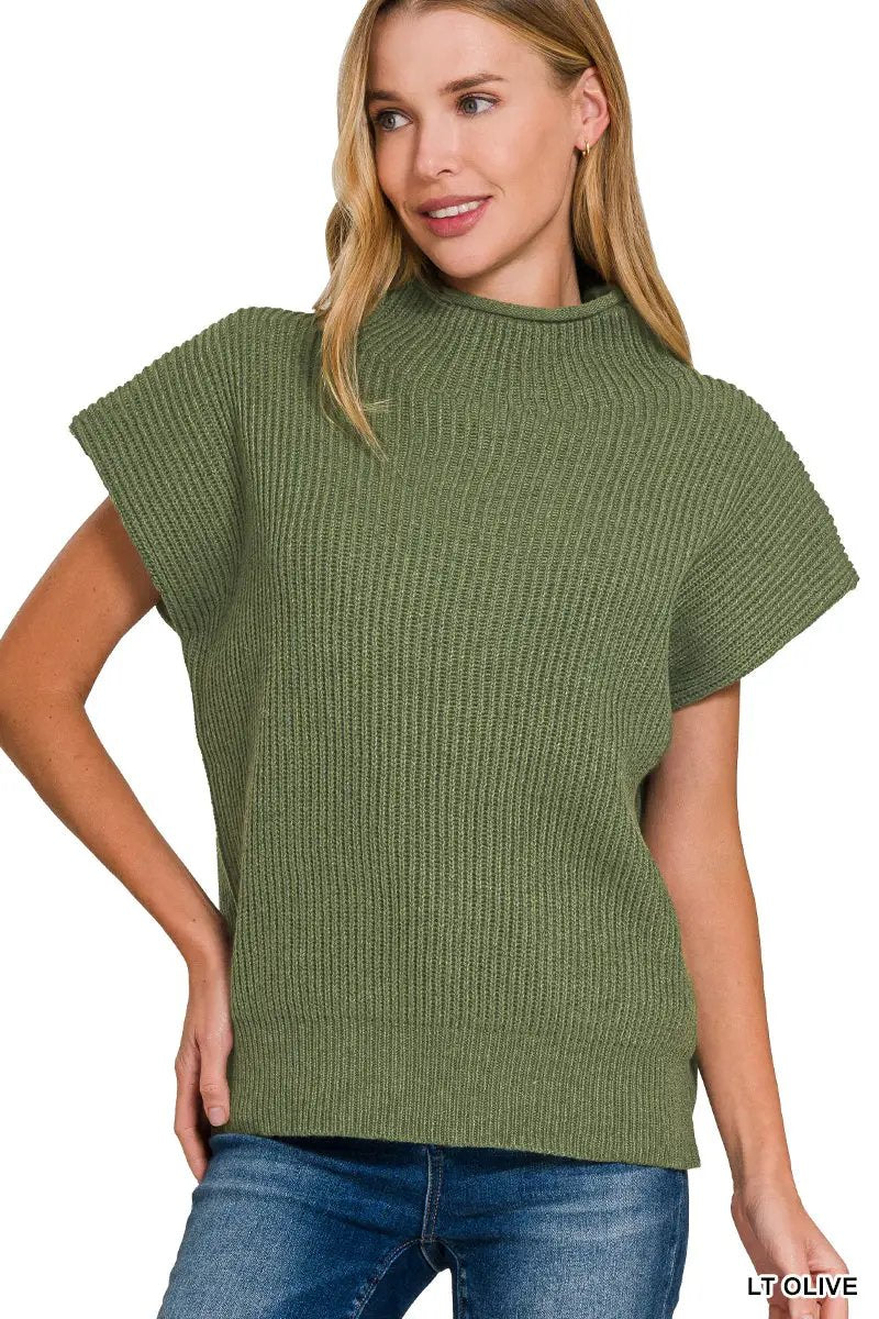 Zenana Zenana Power Shoulder Mock Neck Sweater - Sweaters Zenana Power Shoulder Mock Neck Sweater