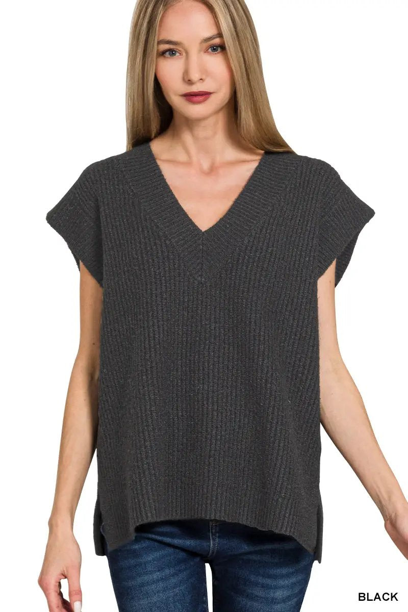 Zenana Zenana V-Neck Sweater Vest - Sweaters Zenana V-Neck Sweater Vest