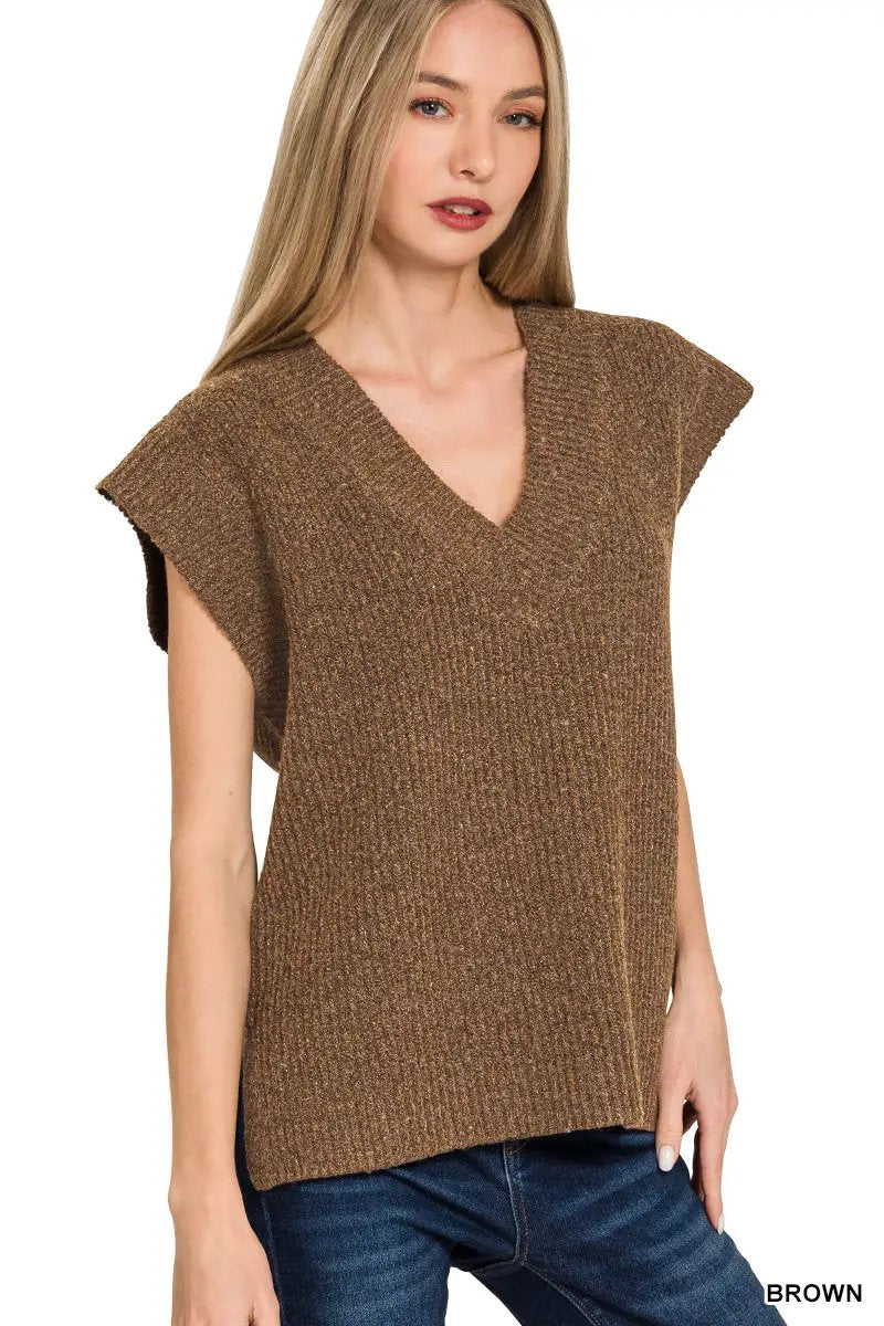 Zenana Zenana V-Neck Sweater Vest - Sweaters Zenana V-Neck Sweater Vest