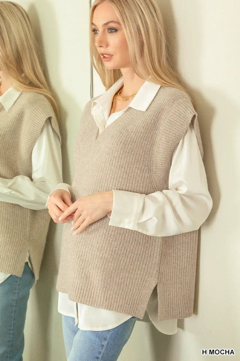 Zenana Zenana V-Neck Sweater Vest - Sweaters Zenana V-Neck Sweater Vest